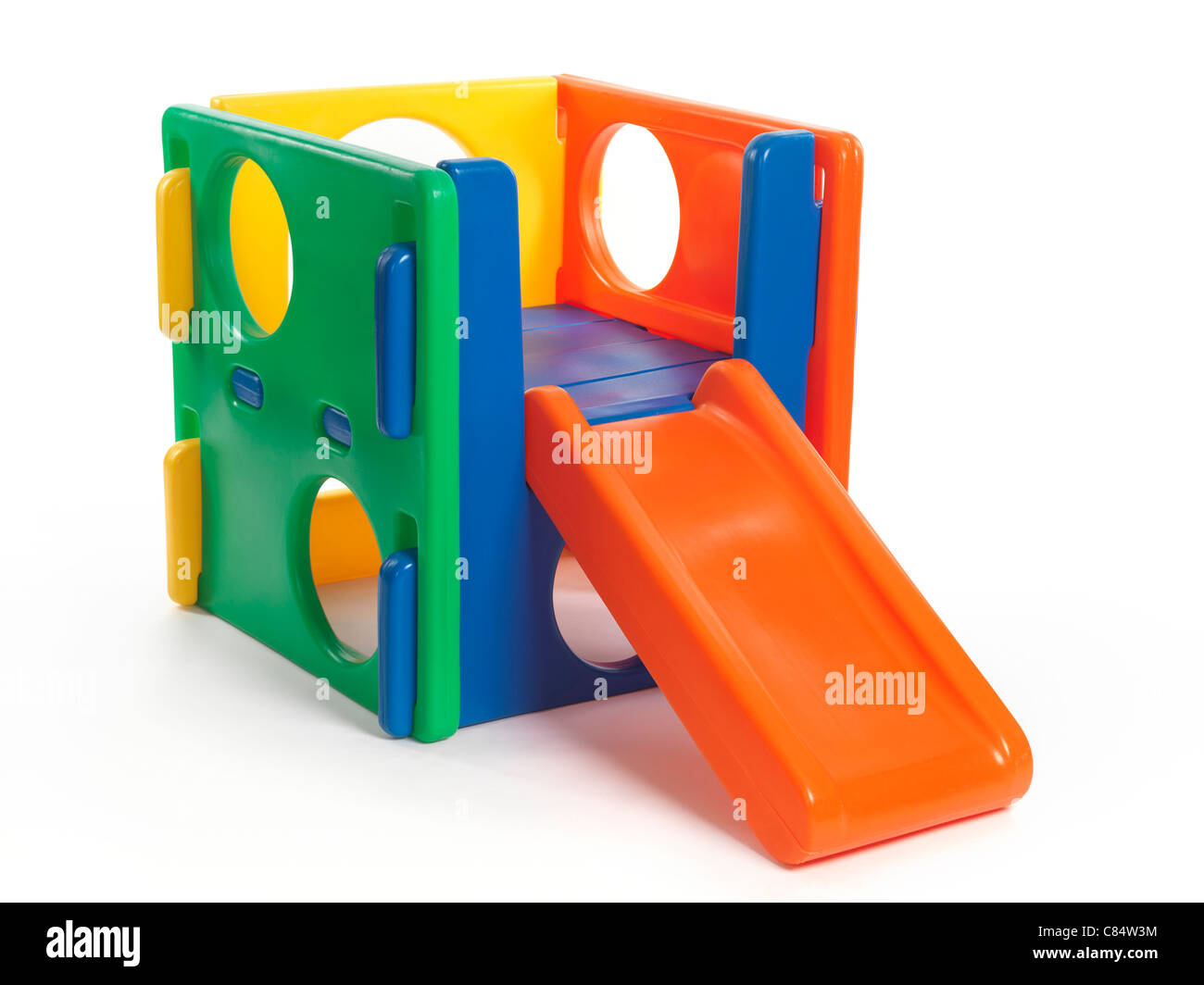 Kind-Kletterer-Spielzeug mit einer Folie isoliert auf weißem Hintergrund Stockfoto