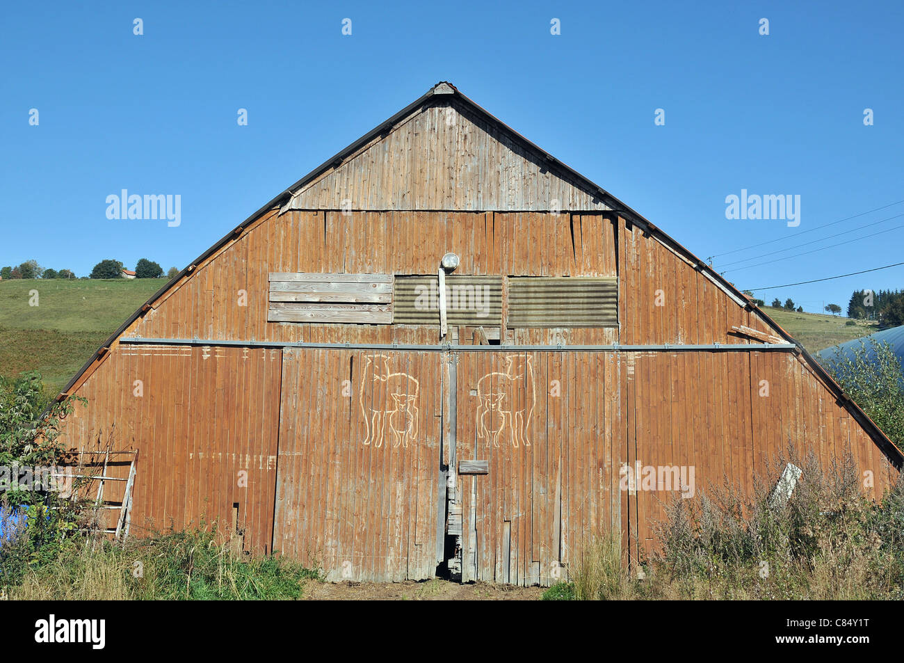 landwirtschaftliche Gebäude Forez Puy-de-Dome Auvergne Frankreich Stockfoto