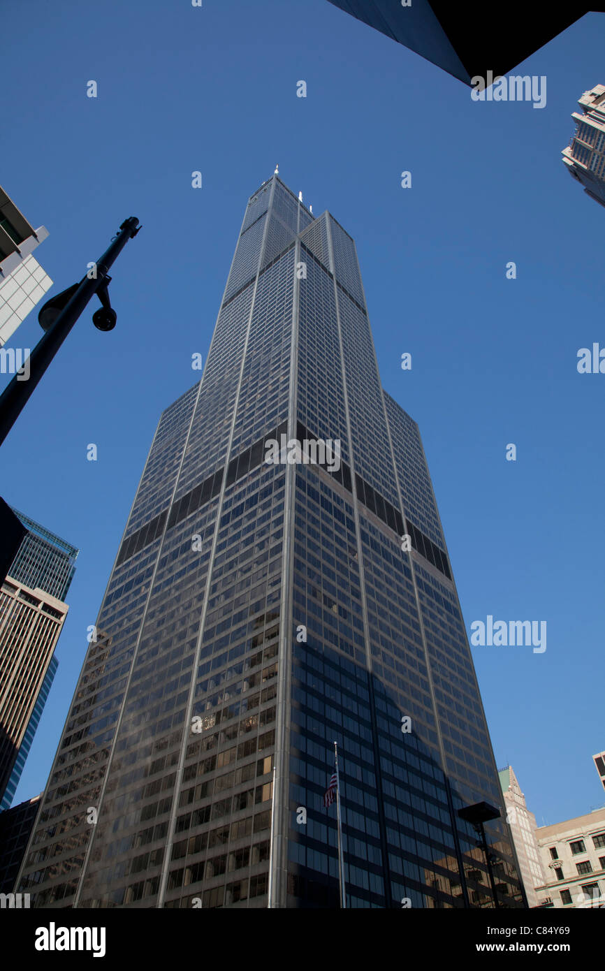 Chicago, Illinois - der Willis Tower genannt früher Sears Tower. Es ist das höchste Gebäude in den Vereinigten Staaten. Stockfoto