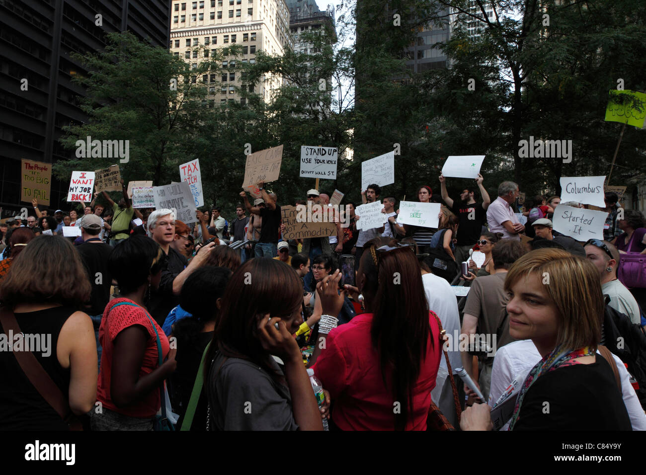 Occupy Wall Street - Demonstranten im Zuccotti Park in New York City Stockfoto