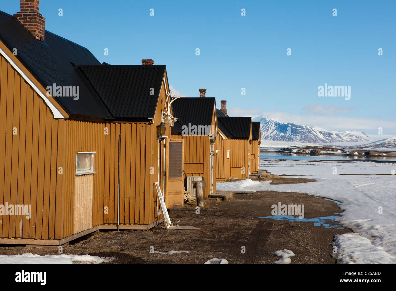 Nederlands Poolstation Spitzbergen - niederländische arktischen Station in Ny Alesund, Svalbard. Stockfoto