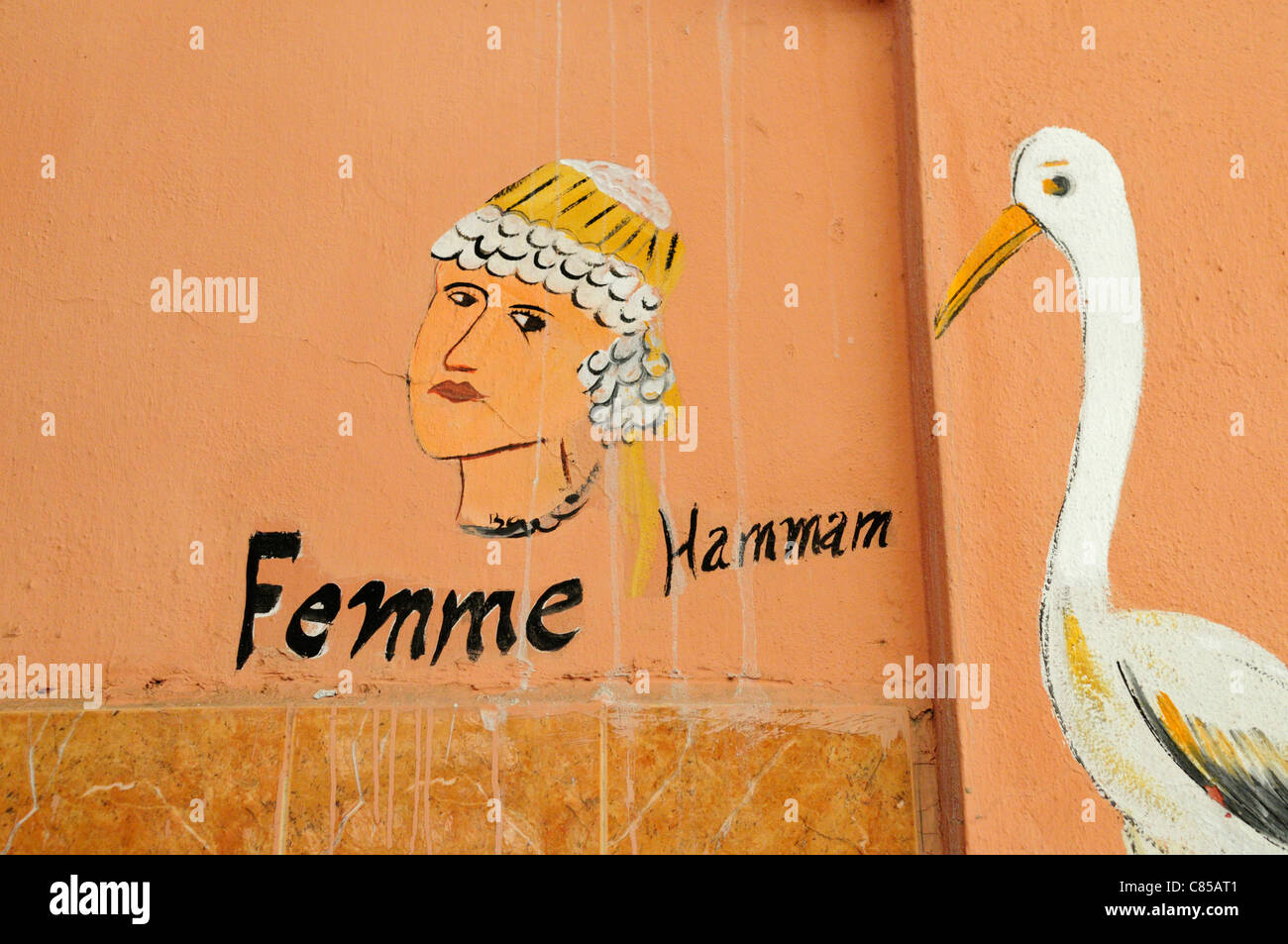 Frauen Hammam Zeichen, Marrakesch, Marokko Stockfoto