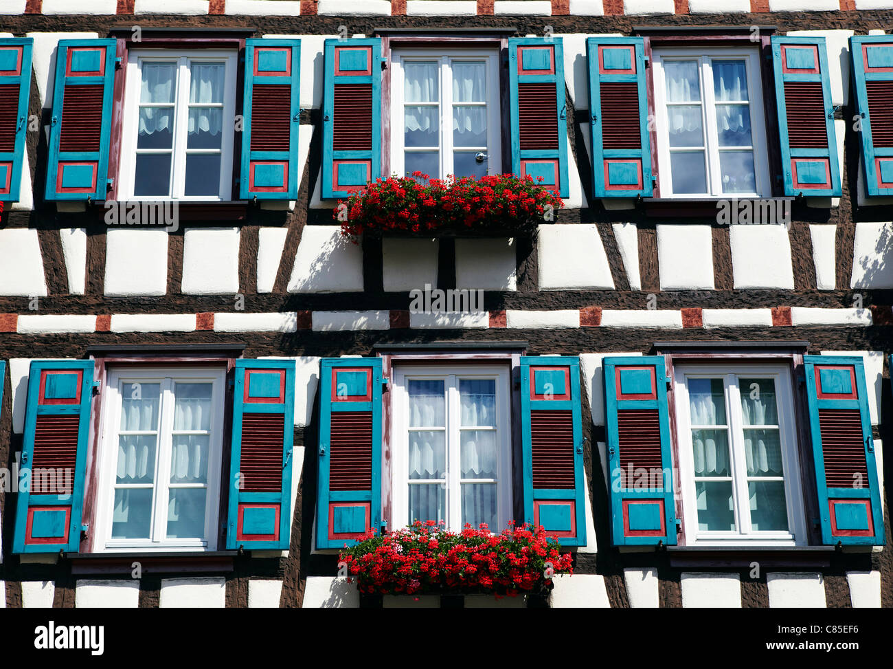 Fenster Rollläden, Schiltach, Schwarzwald, Deutschland Stockfoto