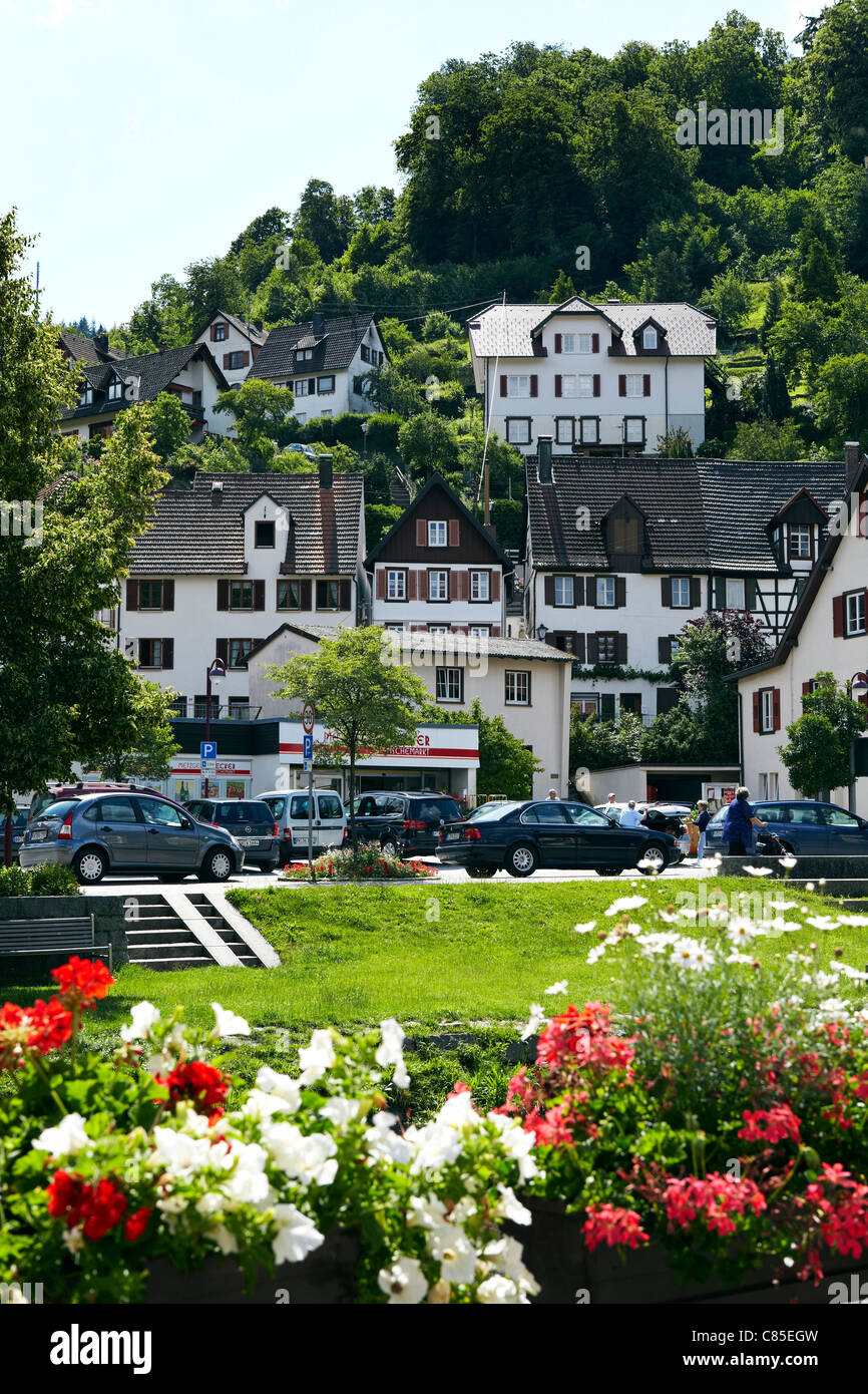 traditionelle Häuser, Dorf in Schiltach, Schwarzwald Stockfoto