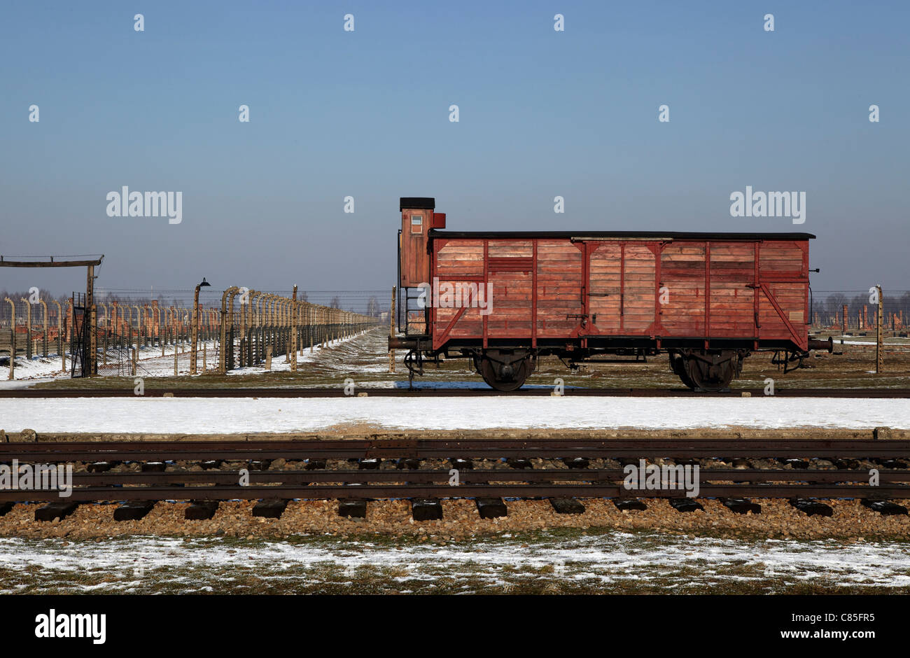 Beförderung, Auschwitz II Birkenau, Polen zu trainieren Stockfoto
