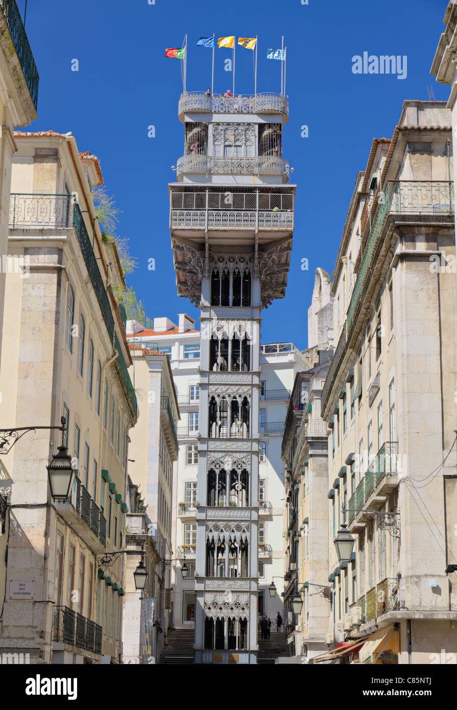 Santa Justa Aufzug (Elevador de Santa Justa) auch genannt Carmo Lift, Lissabon, Portugal Stockfoto