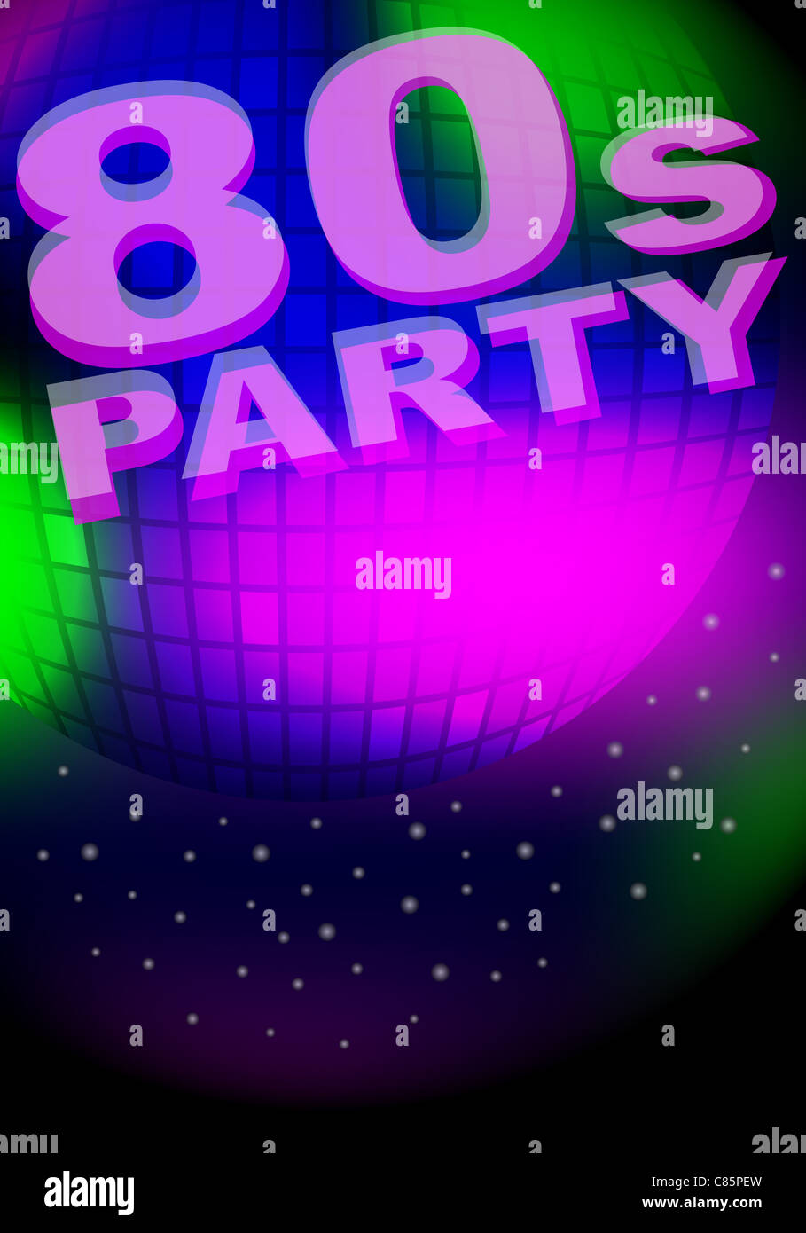Party Hintergrund - leuchtenden Disco-Kugel und Zeichen Stockfoto