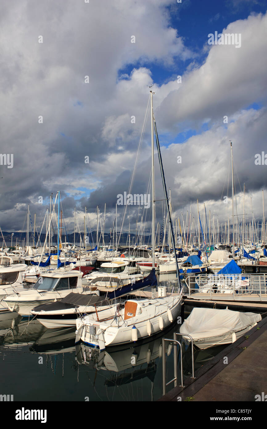 Évian-Les-Bains am Genfersee in Haute-Savoie-Abteilung der Region Rhône-Alpes im Südosten Frankreichs. Stockfoto