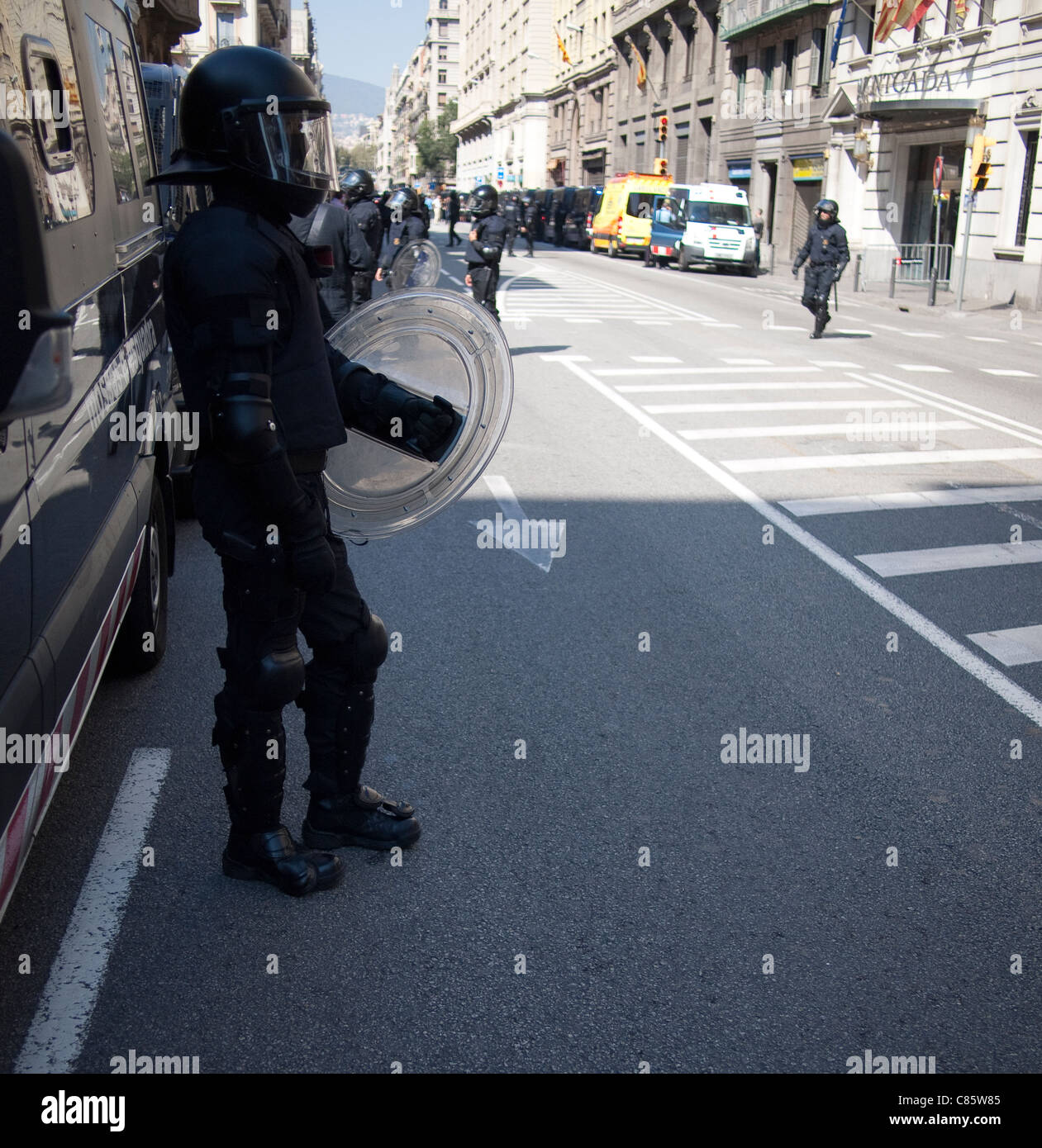 Bereitschaftspolizei, Barcelona, Spanien Stockfoto