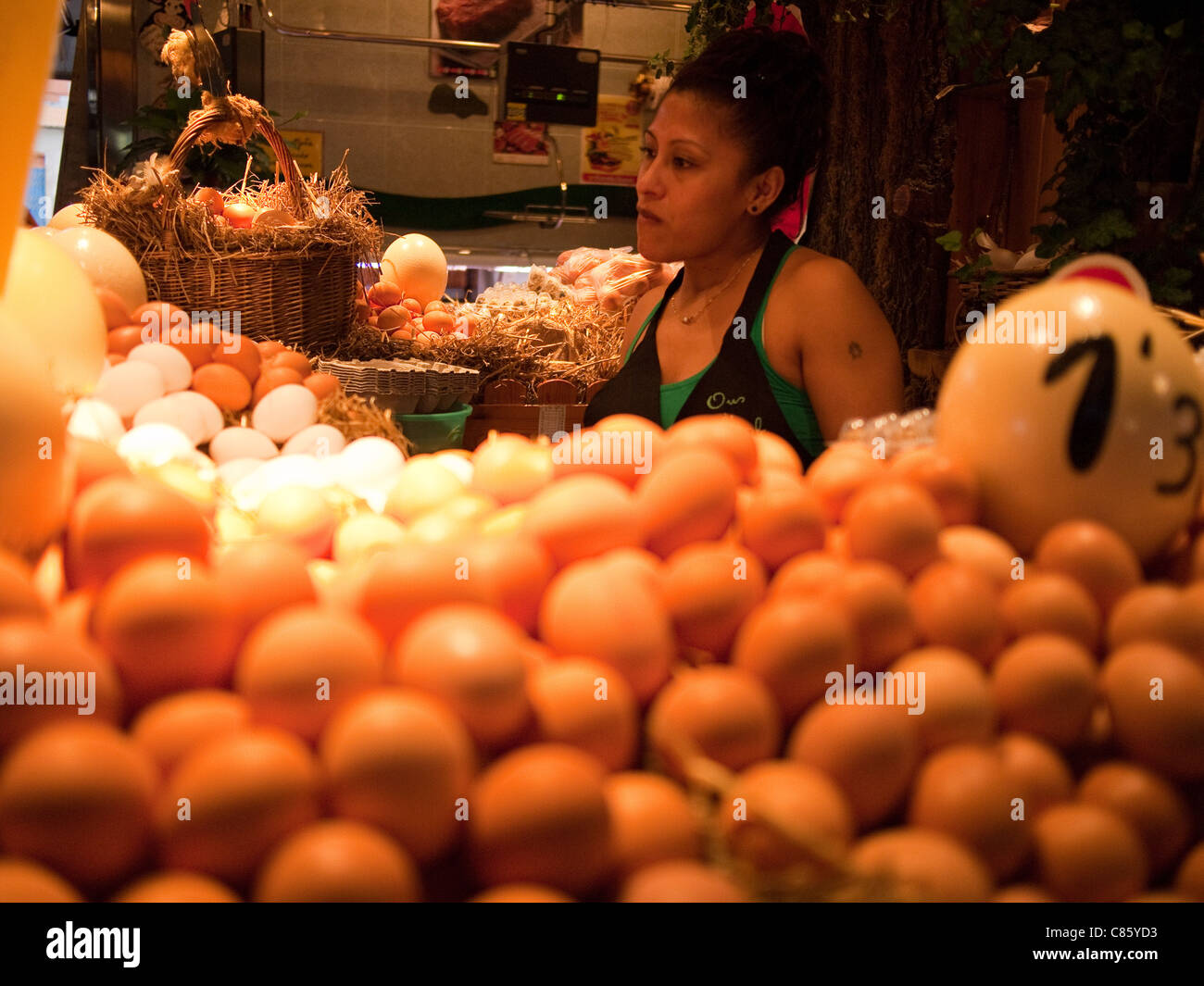 Ei-Stall an La Boqueria-Markt, Barcelona Stockfoto