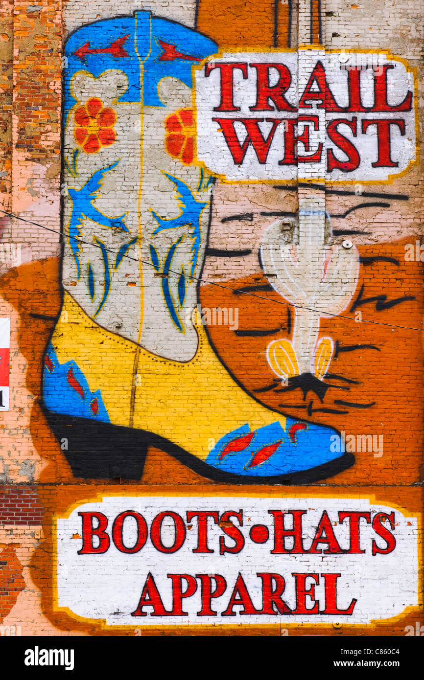 Cowboy western Store Wandbild Nashville Stockfoto