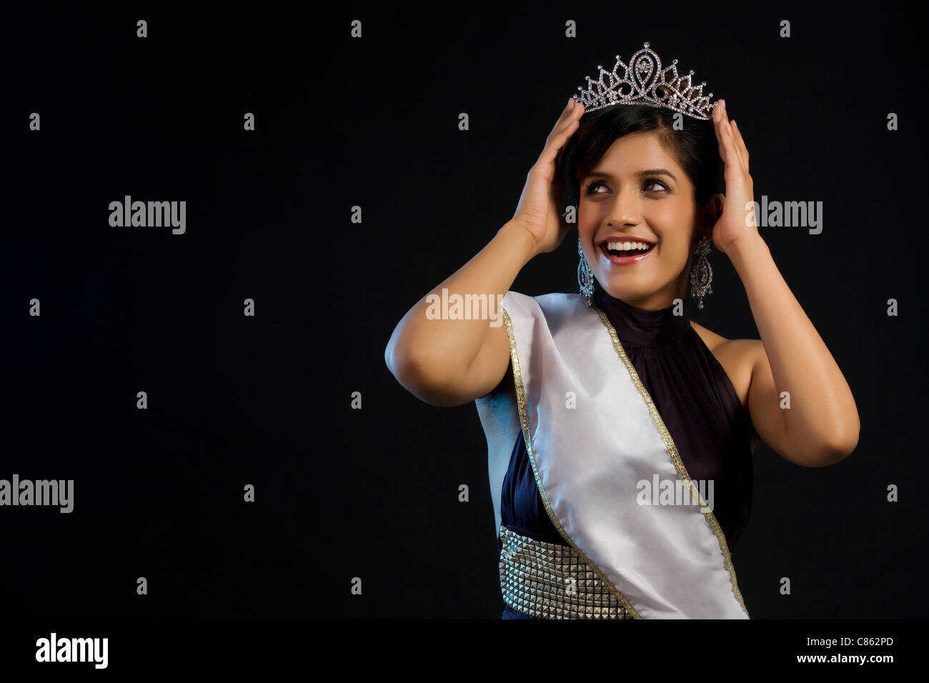 Schönheit Pageant Gewinner fühlen überglücklich Stockfoto