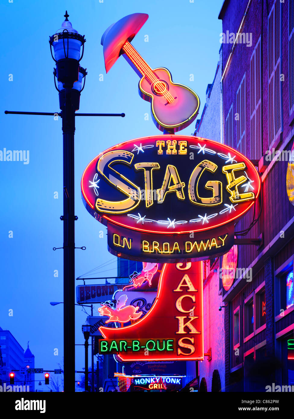 Bühne Live-Musik Veranstaltungsort unteren Broadway Nashville Stockfoto