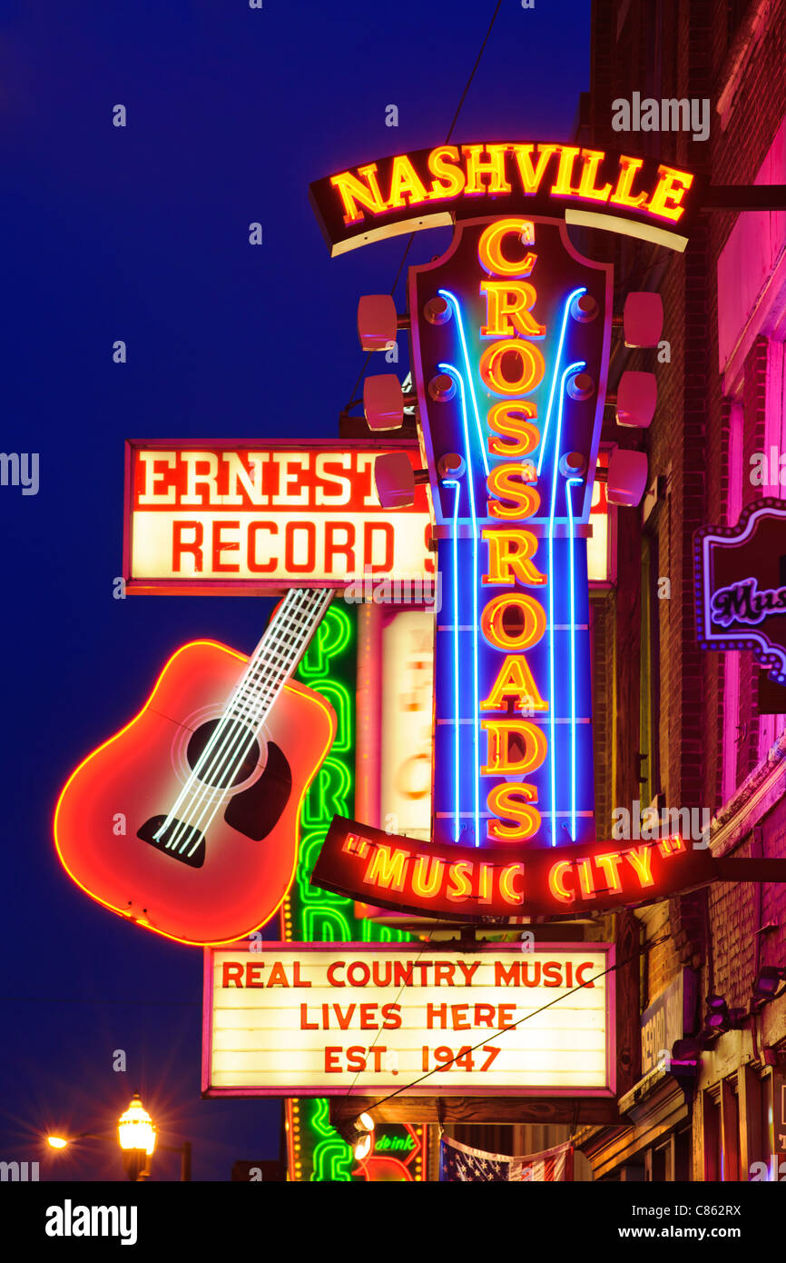 Crossroads Live Musikveranstaltungen unteren Broadway Nashville Stockfoto