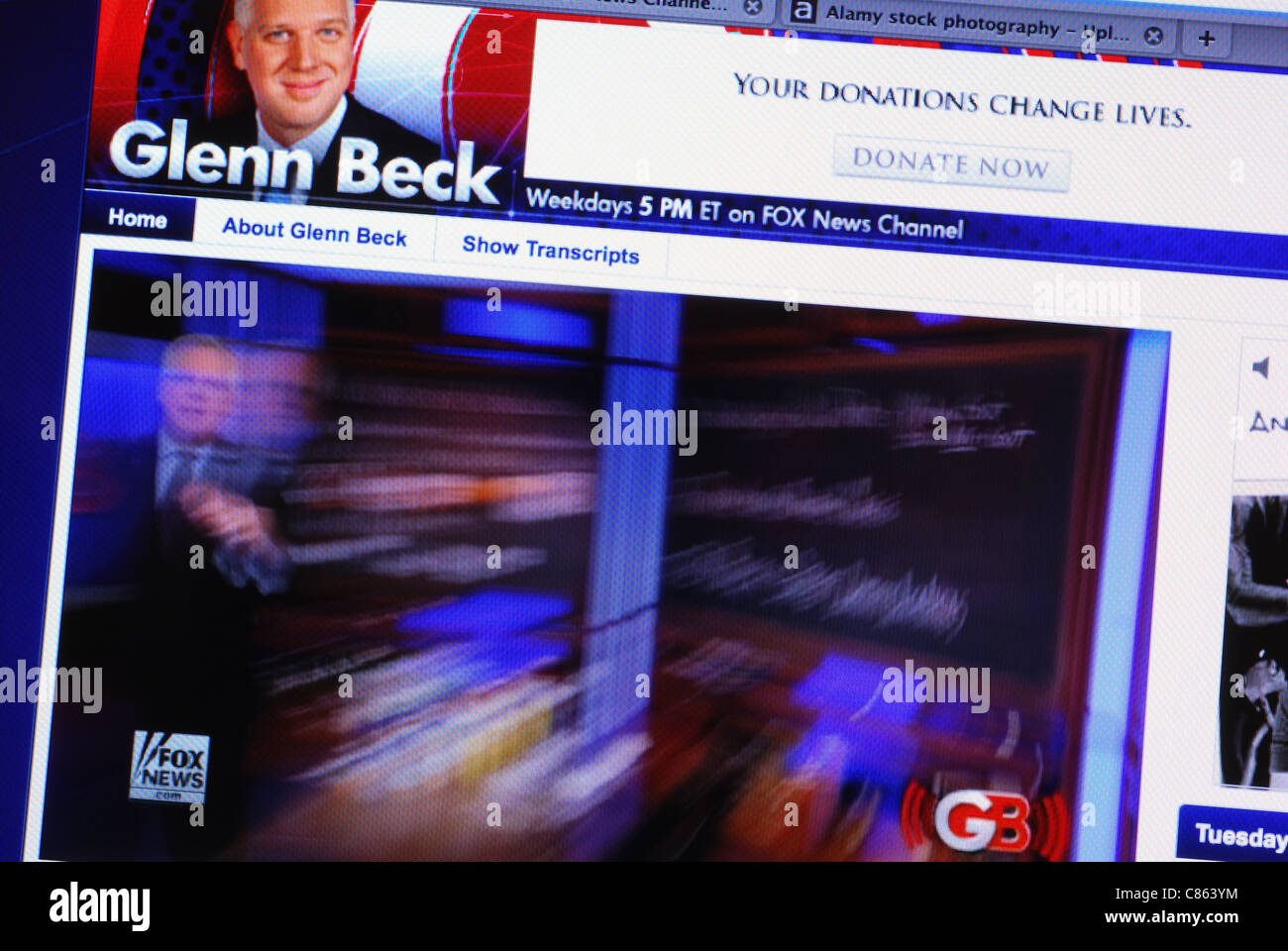 Live-streaming Video von Glenn Beck show Foxnews auf seiner website Stockfoto