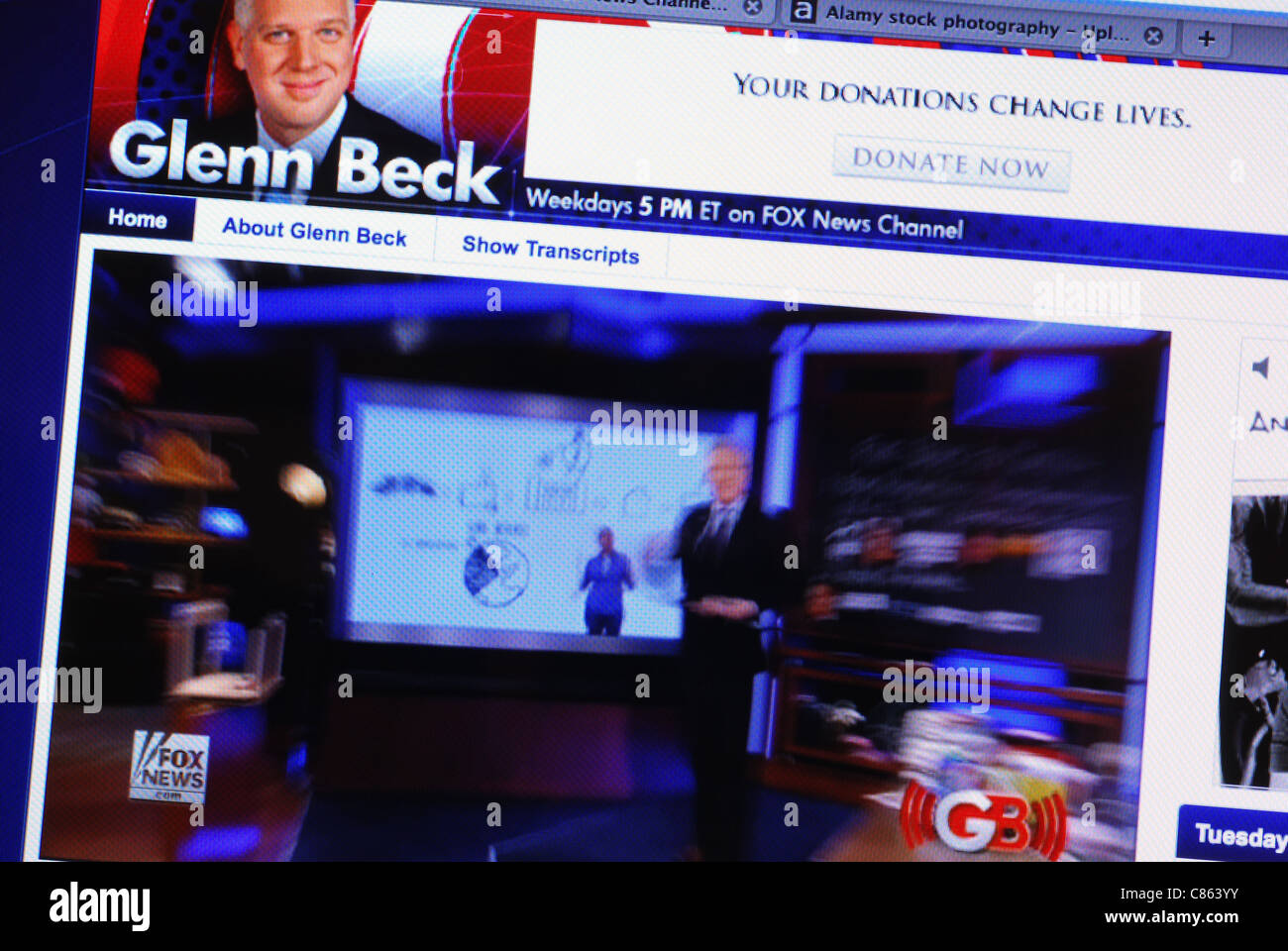 Live-streaming Video von Glenn Beck show Foxnews auf seiner website Stockfoto