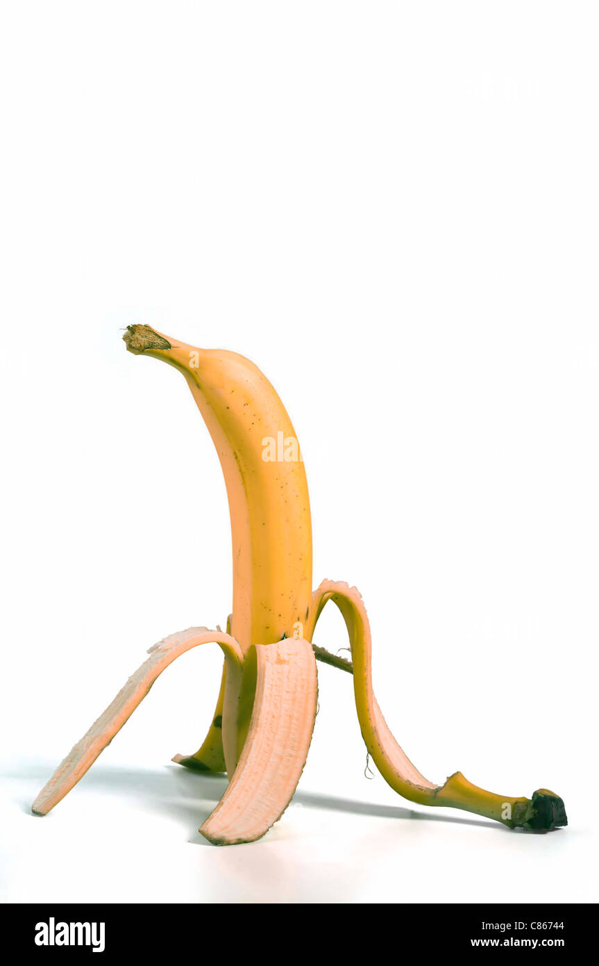 Die twin Schälen einer Banane Stockfoto