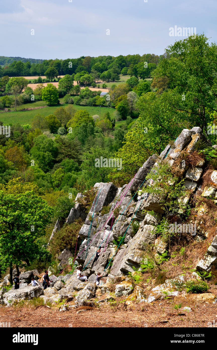 Fosse Arthour, geologische & Klettern Website in der Normandie (Manche Abteilung, Frankreich). Stockfoto