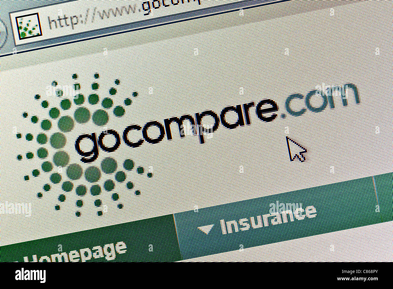 Gehen Sie vergleichen Online-Vergleich Website Logo und Website hautnah Stockfoto