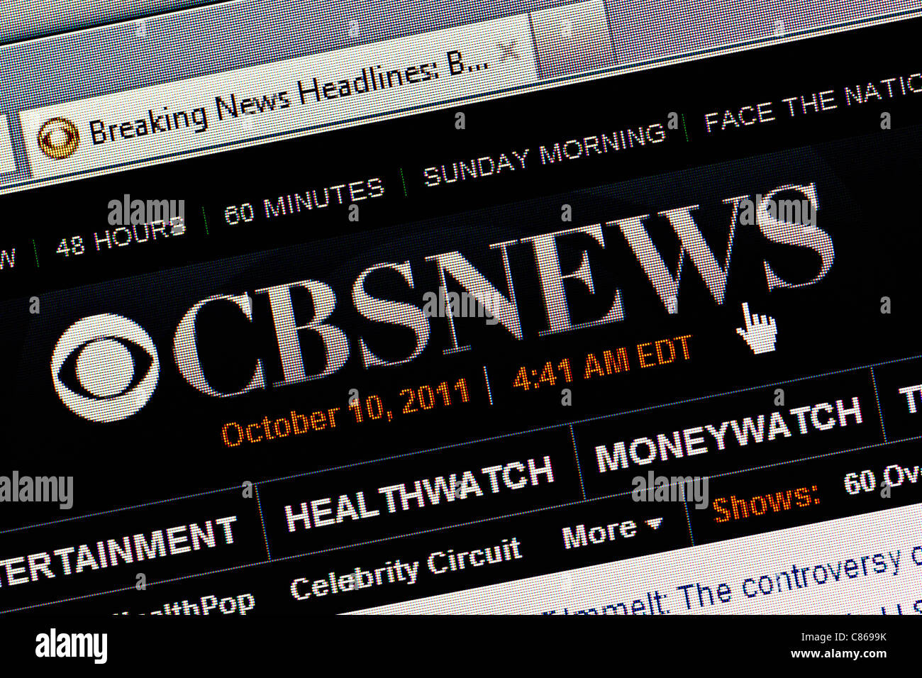 CBS News-Logo und Website hautnah Stockfoto