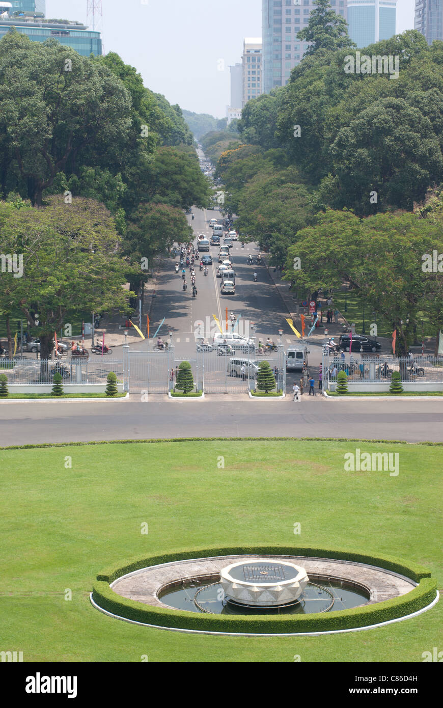 Blick vom Palast der Wiedervereinigung in Saigon, Vietnam Stockfoto