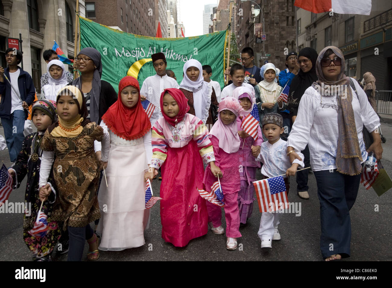 2011: muslimische amerikanische Parade. Madison Avenue, New York City. Stockfoto