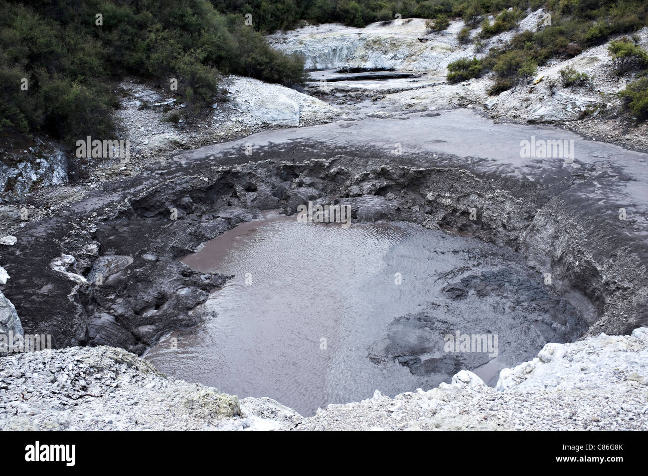 Des Teufels Tinte Töpfe Schlammpfützen bei Wai-O-Tapu Thermal Wonderland in der Nähe von Rotorua Nordinsel Neuseeland Stockfoto