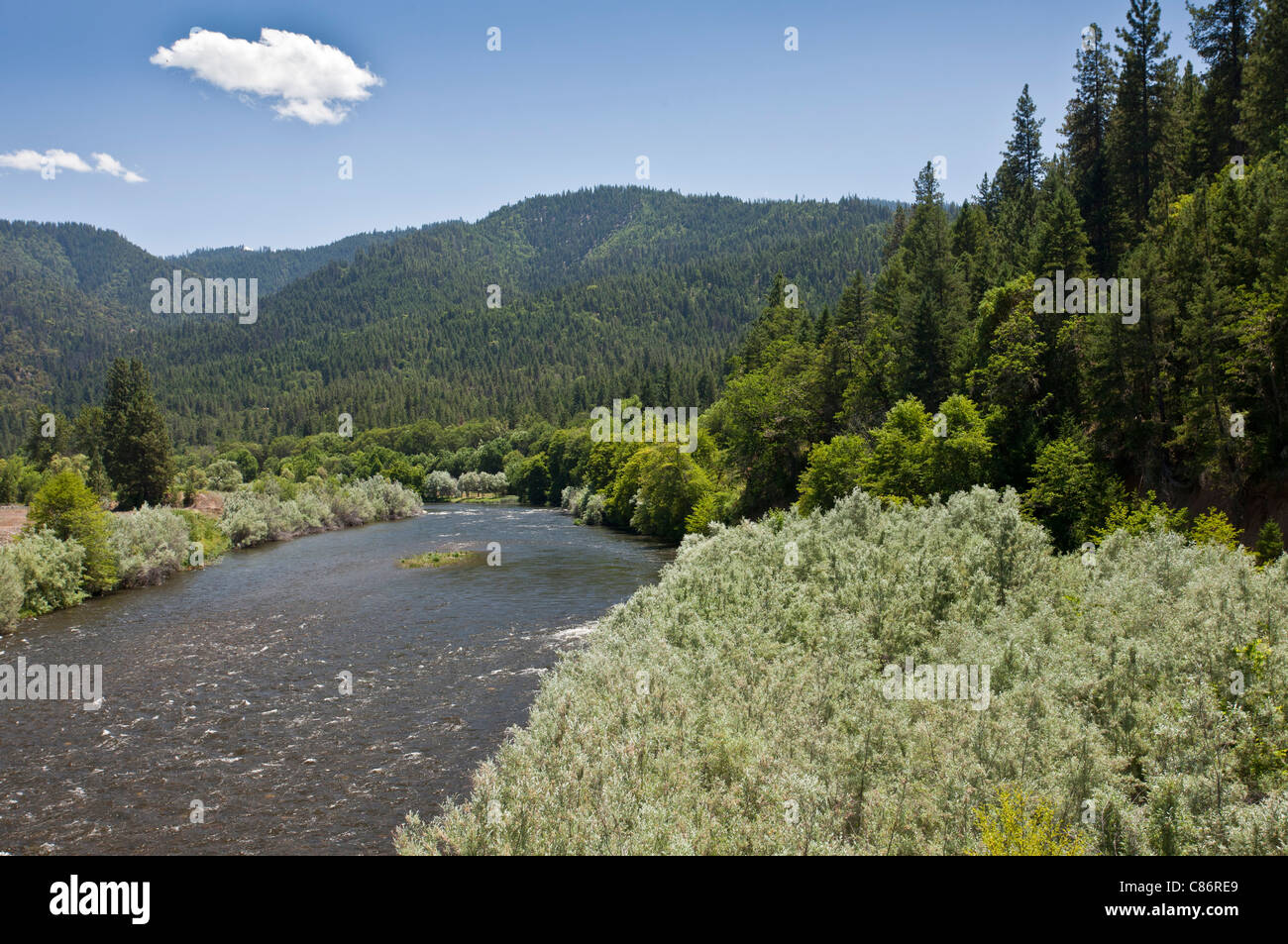 Klamath River-Tal in den Klamath-Siskiyou Area im Norden Kalifornien. Ein weitgehend undammed Wildfluss. USA Stockfoto