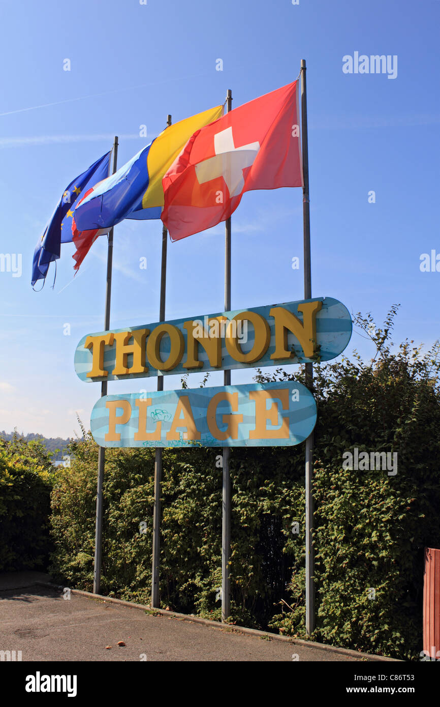 Thonon Les Bains Plage, Lac Leman (Genfer See) Haute-Savoie, Frankreich Stockfoto