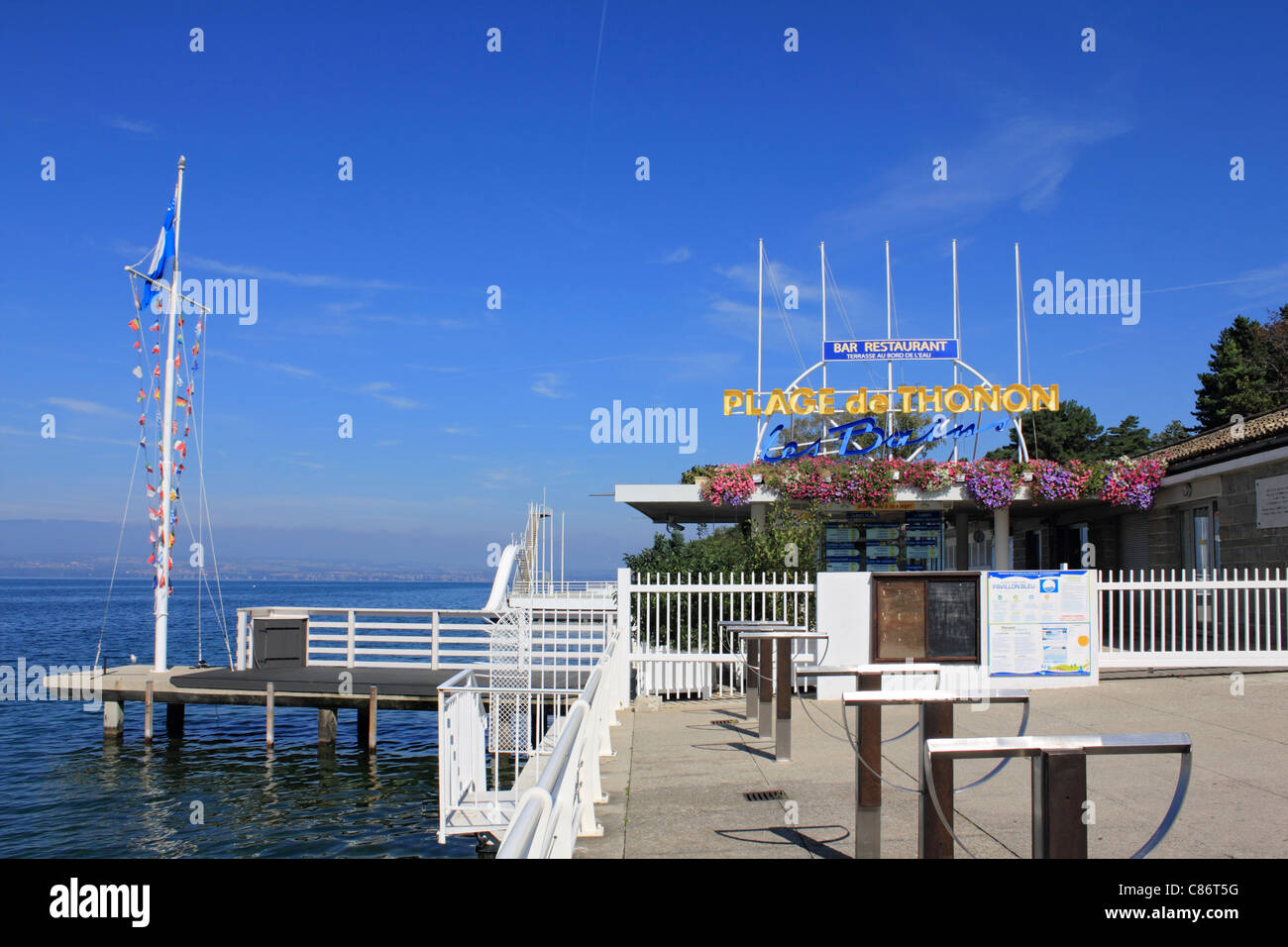 Thonon Les Bains Plage, Lac Leman (Genfer See) Haute-Savoie, Frankreich Stockfoto