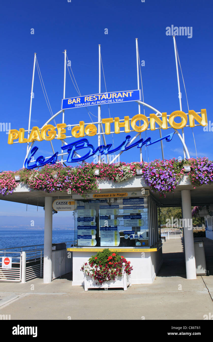 Thonon Les Bains Plage, Lac Leman (Genfer See) Haute-Savoie, Frankreich Stockfoto