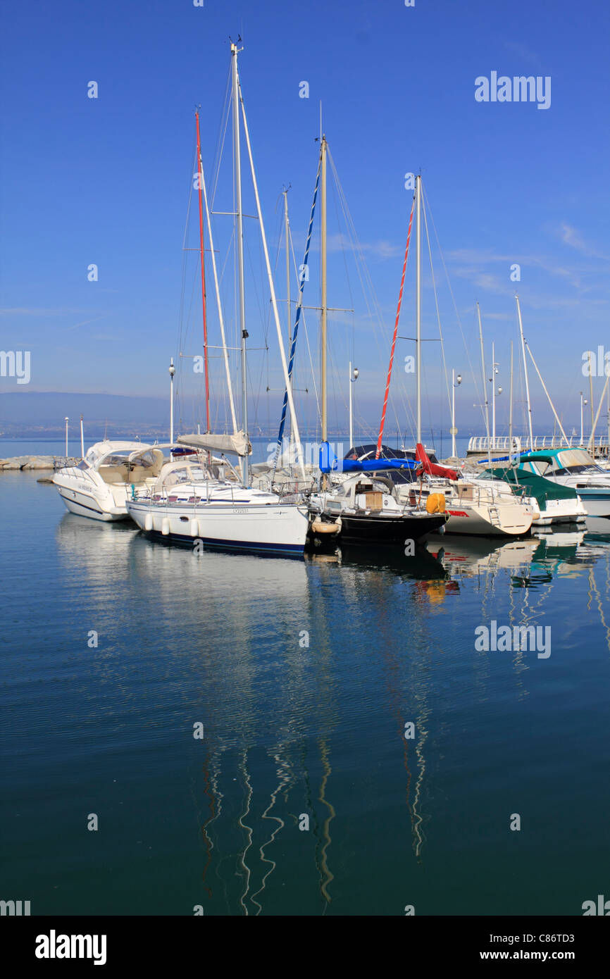 Marina in Thonon-Les-Bains, Lac Leman (Genfer See) Haute-Savoie, Frankreich Stockfoto