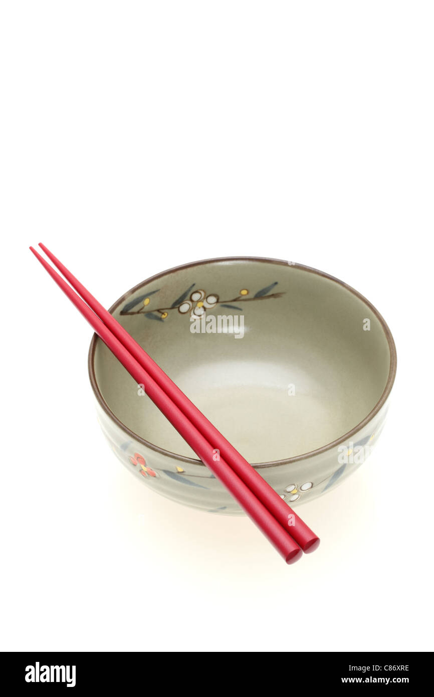 Traditionelle Geschirr von Japan, Stäbchen und Rice bowl Stockfoto