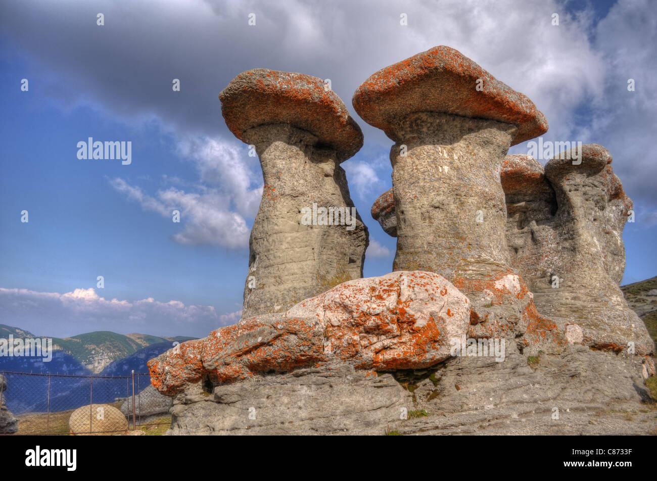 Stein Gruppe namens "Babele" im Bucegi, Carpati, Rumänien Stockfoto