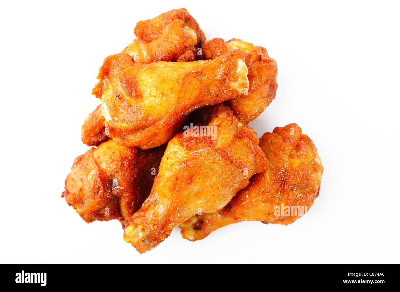 Hähnchenflügel auf weißem Hintergrund Stockfoto