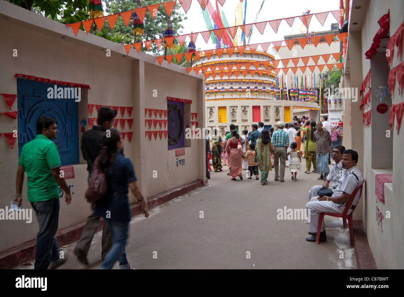 Anhänger 'Telengabagan Durga Puja im', Kolkata (Kalkutta), West Bengal, Indien. Stockfoto