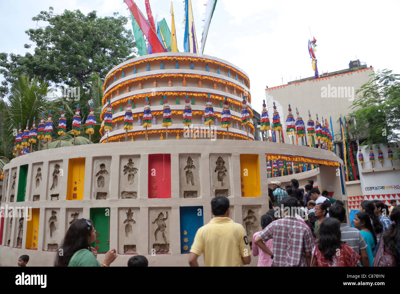 Anhänger 'Telengabagan Durga Puja im', Kolkata (Kalkutta), West Bengal, Indien. Stockfoto