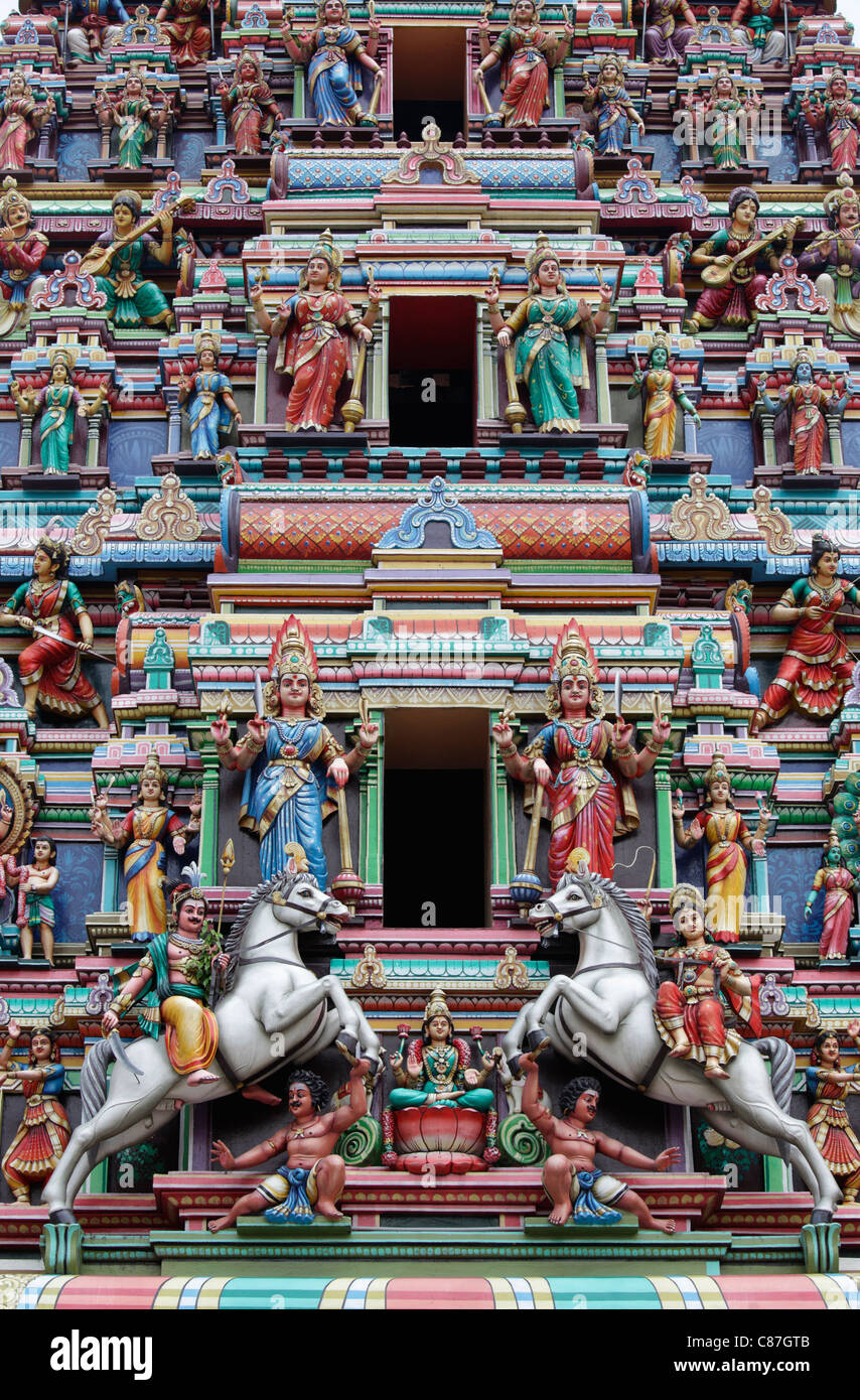 Gopuram Sri Mariamman Temple, Kuala Lumpur, Malaysia Stockfoto