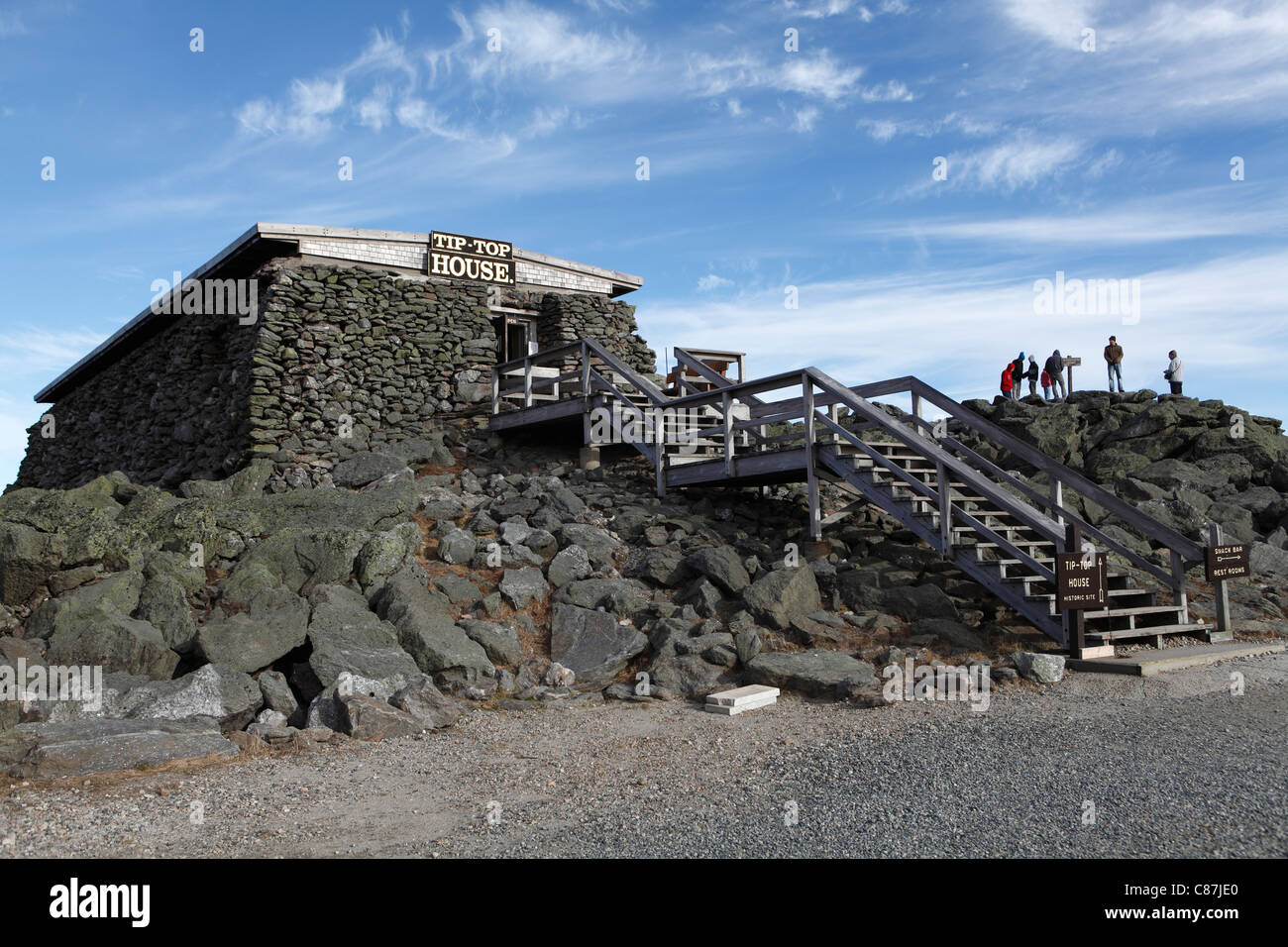 Tip Top Haus auf dem Gipfel des Mt Washington in White Mountain National Forest, New Hampshire Stockfoto