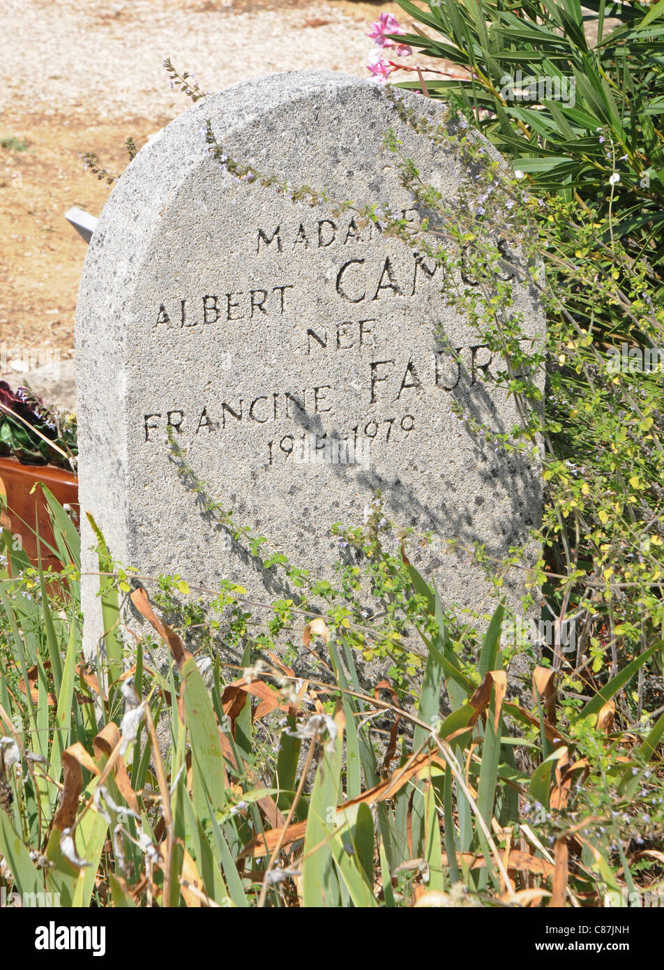 Francine Faure Grab - Mathematiker und zweite Ehefrau von Albert Camus - am Friedhof in Lourmarin in der Provence, Frankreich Stockfoto