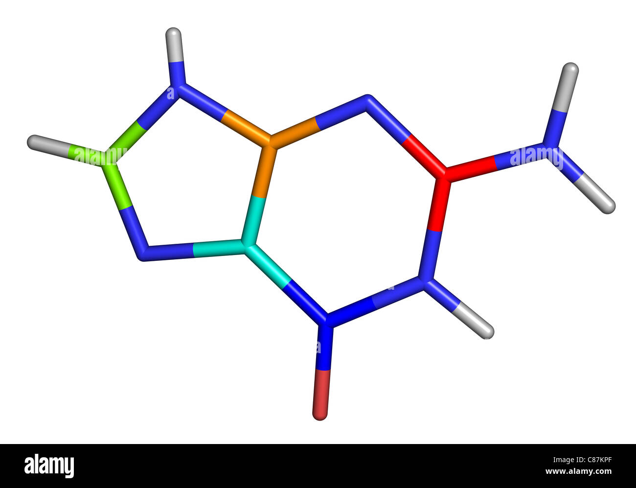Guanin gehört zu den vier wichtigsten Nucleobasen in Nukleinsäuren DNA gefunden. Stockfoto
