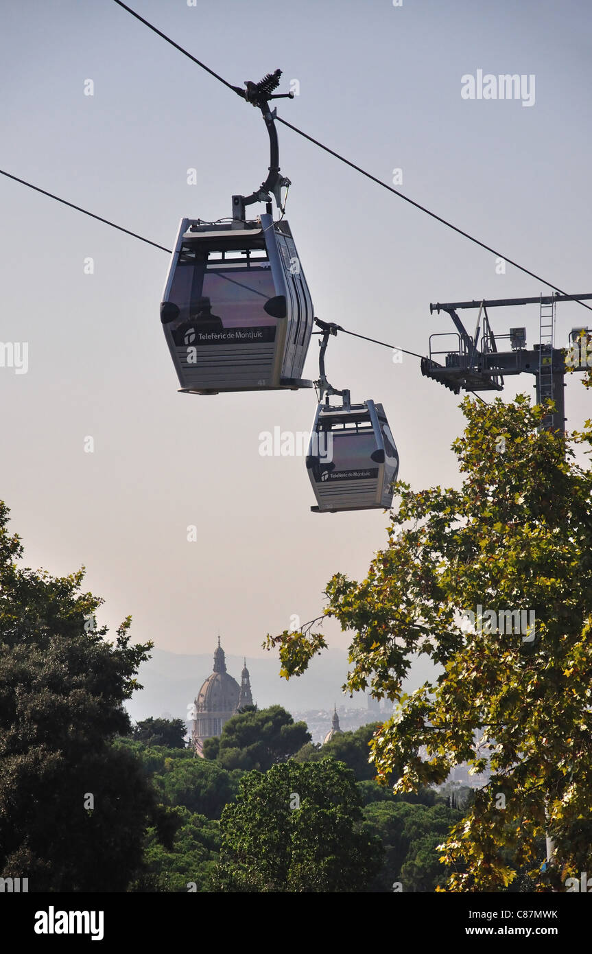 Telefèric de Montjuïc (Seilbahn) zum Montjuïc, Barcelona, Provinz Barcelona, Katalonien, Spanien Stockfoto