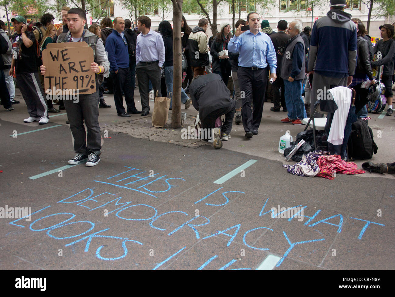 "Occupy Wall Street" Demonstranten in Zuccotti Park in New York City.  Oktober 2011. Stockfoto