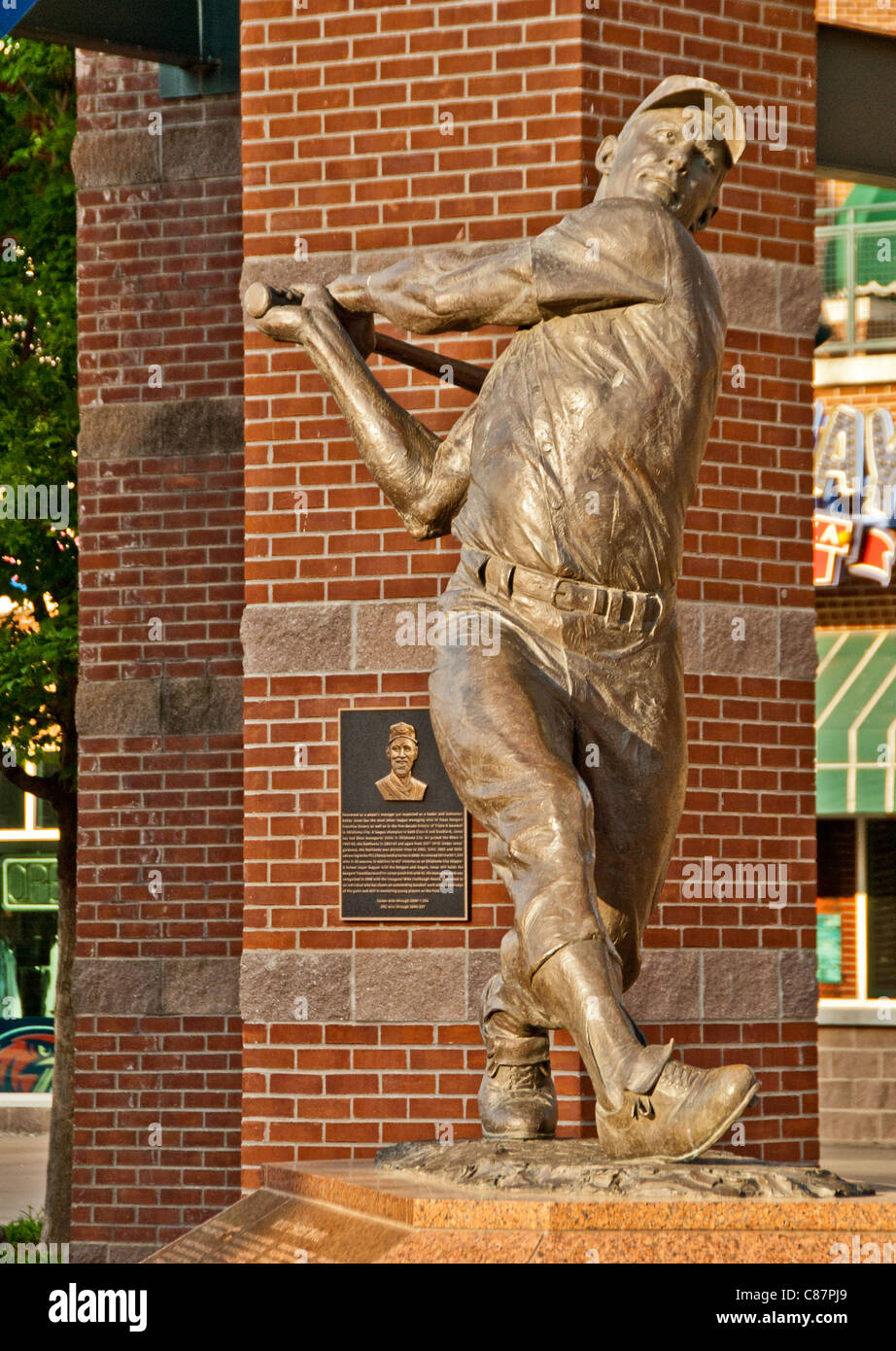Baseball-Legende, Mickey Mantle, AT&T Bricktown Ballpark in Bricktown Unterhaltungsviertel von Oklahoma City, Oklahoma, USA Stockfoto