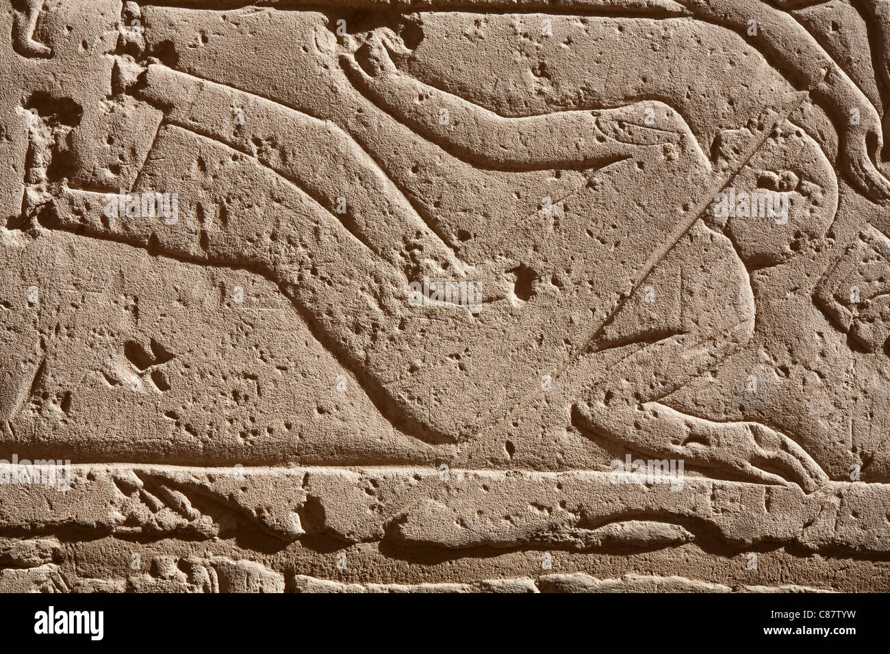 Relief Arbeiten zeigen Tote Ausländer in militärischen Kampagnen von Ramses II in das Ramesseum, Luxor, Ägypten Stockfoto