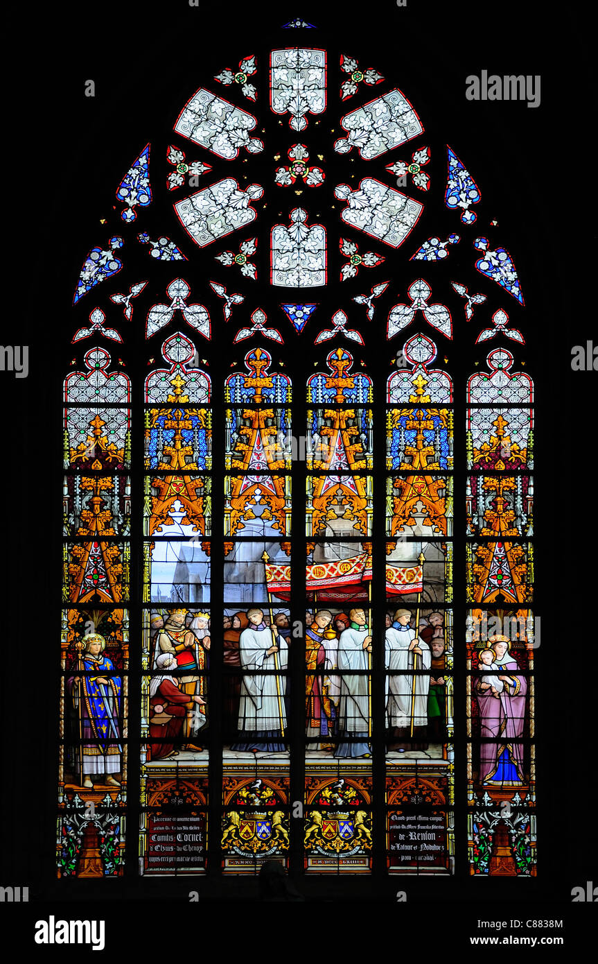 Brüssel, Belgien Kathedrale St. Michael und St. Gudula (1519: Gotisch) Buntglasfenster Stockfoto