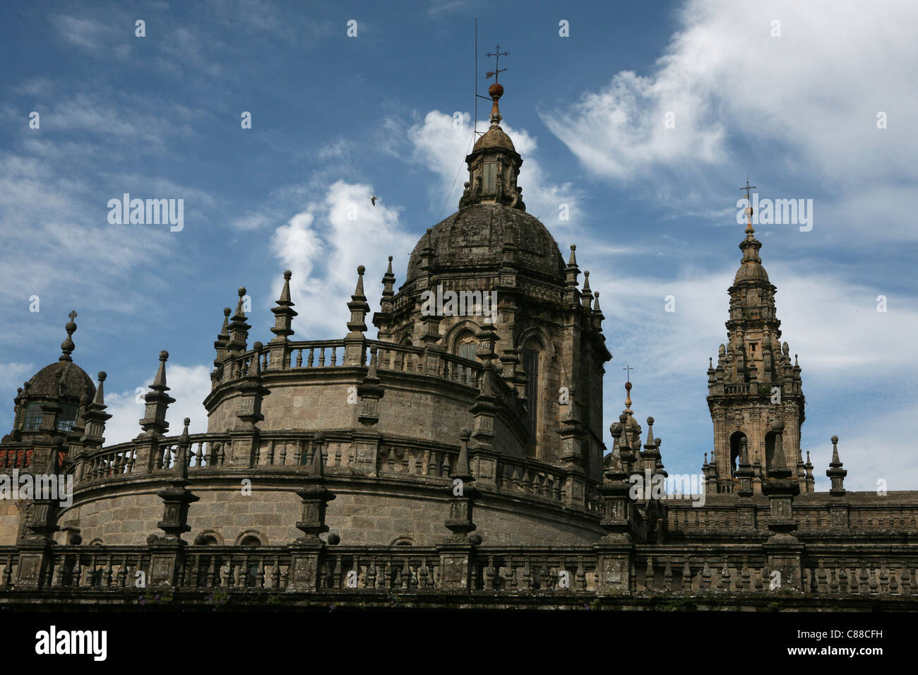 Die Hauptkuppel der Kathedrale von Santiago de Compostela in Galicien, Spanien. Stockfoto