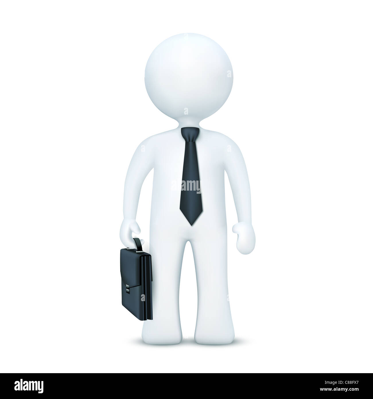 Darstellung der 3d Charakter mit Koffer und tragen binden stehend auf einem isolierten weißen Hintergrund Stockfoto