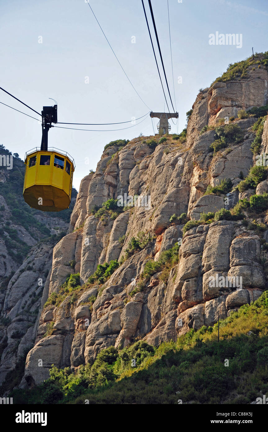 TELEFERIC de Montserrat fahren nach Santa Maria de Montserrat Benediktiner Abtei, Montserrat, Provinz Barcelona, Katalonien, Spanien Stockfoto