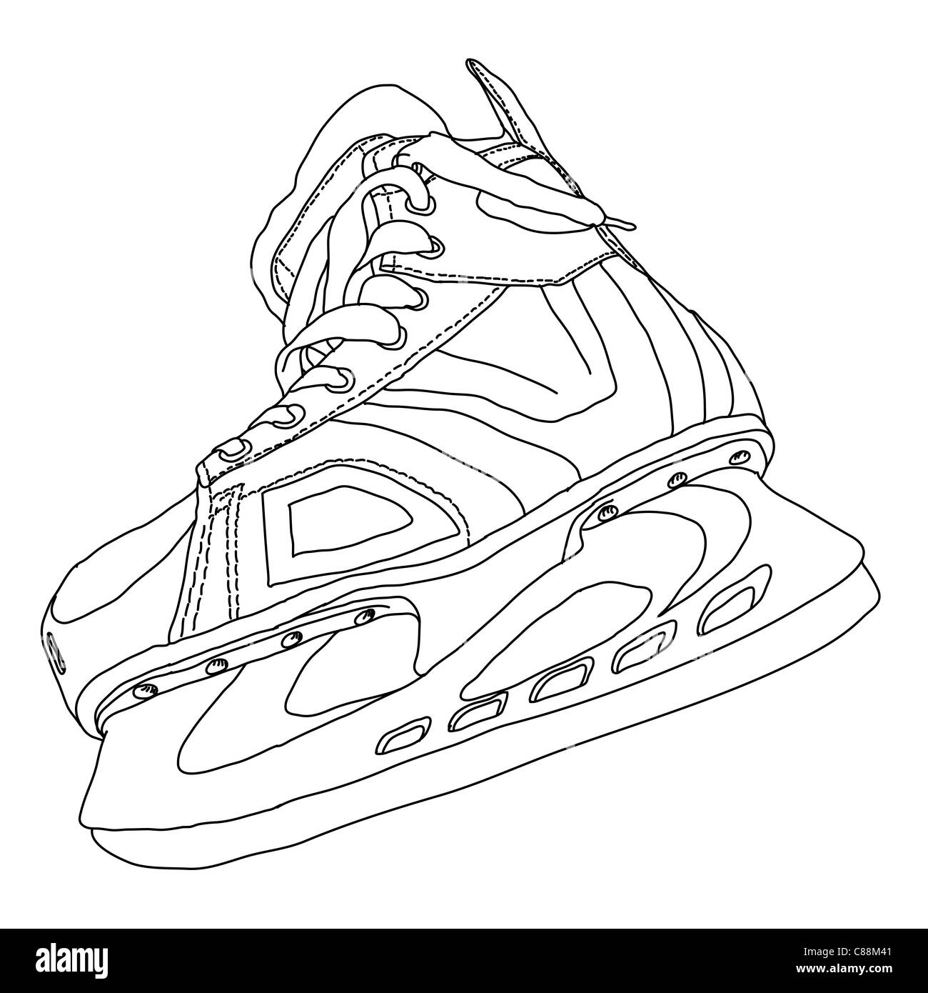 Herren Hockey Schlittschuhe von hand gezeichnet Stockfoto